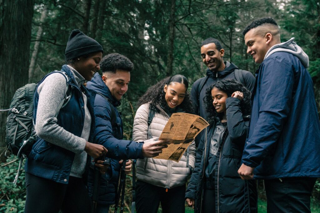 group hiking interaction